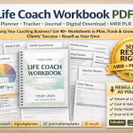 Life Coach Workbook PDF | 31 Coaching Worksheets | Self Improvement Planner | Habit Tracker | Goal Setting Journal | Digital Download | MRR PLR (Copy)